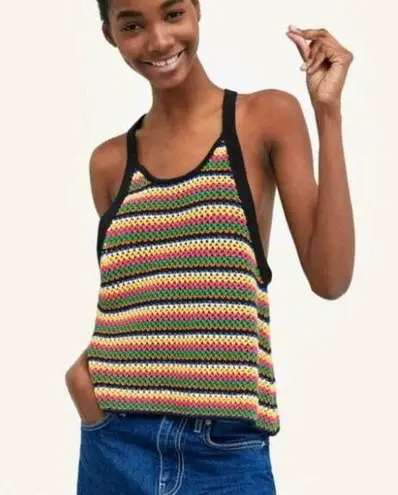 ZARA  Rainbow Crochet Knit Tank Sz S