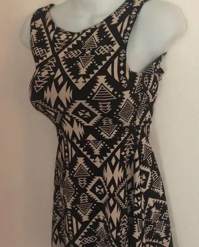 PINK - Victoria's Secret Victoria’s Secret VS Pink Tribal Skater Dress Sz S Black/Tan Cutout Back Summer