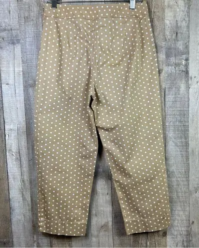 Rafaella Size 10 Tan Capri Pants with White Polka Dots w/Side Zipper hoo…
