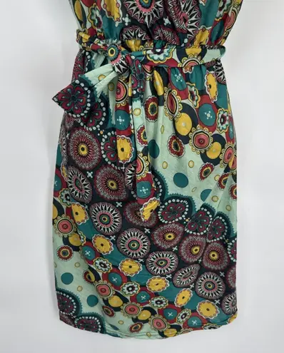 Vintage Y2K 90s Luna Claire Babydoll Dress Small Green Retro Geometric Pockets