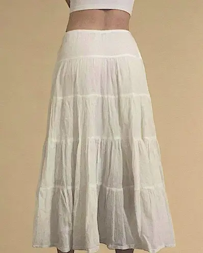 Gadzooks Vintage  White Tiered Maxi Skirt