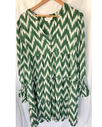 Pomander Place Tuckernuck Green Ikat Kenzo Dress Tiered Bell Sleeve Zig Zag XXXL Size undefined