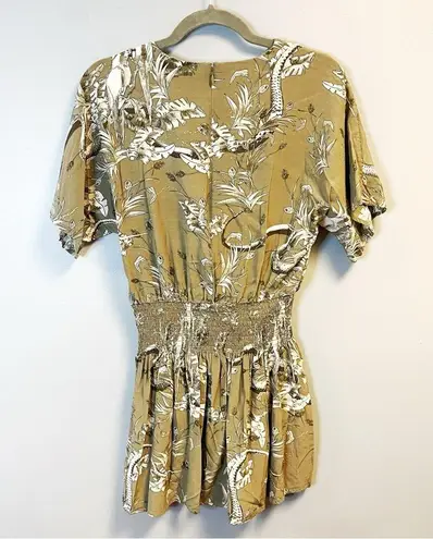 ANINE BING Dress Kaine Mini Dress in Green Tropical Floral Print Sz S GUC