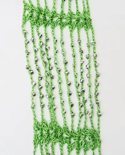 Y2K Lime Green Crochet Beaded Scarf Wraps