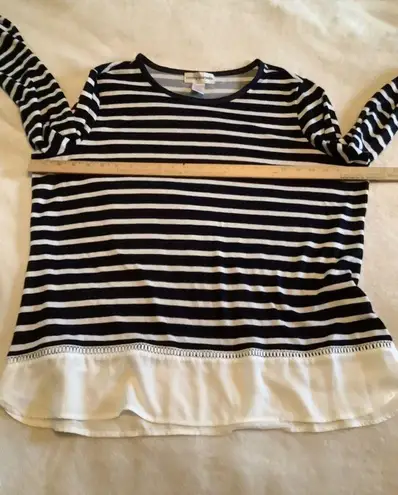 Cathy Daniels  Size XL Women’s Mock Layer Blue White Stripe Top Poly Blend NWT ￼￼