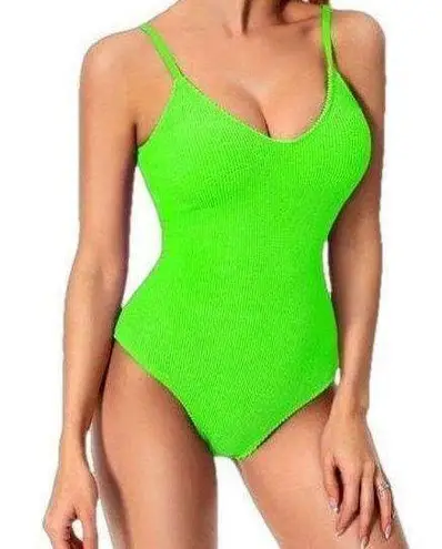 Angerella neon green One Piece Swimsuit Control High Waist Monokini size XL