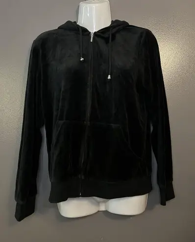 Golden Lillie Hoodie Womens Medium Black Velour Full Zip Soft Loungewear Pockets