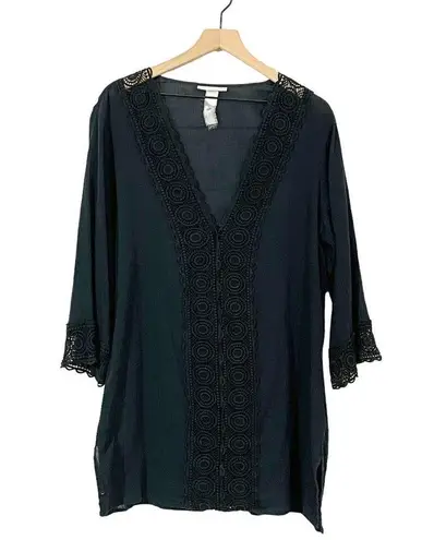 La Blanca Island Fare Tunic Swim Cover-Up - Black - Medium*