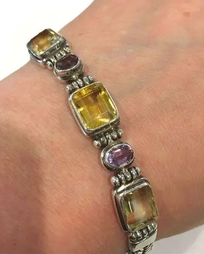 Amethyst Bali Sterling , Citrine, Quartz Bracelet
