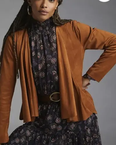 Hutch from Anthropologie Brown Faux Suede Open Front Jacket - Size - Medium