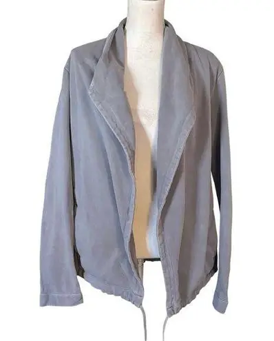 James Perse Standard Size 3 US L French Terry Open Front Drawstring Hem Cardigan