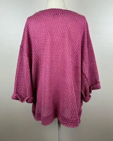 Umgee  Crochet Knit Pink Sweater‎ Size Large Oversized Flowy Boho