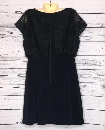 LC Lauren Conrad Lauren Conrad NWT Size 14 Black Tiered Embellished Floral Overlay Dress