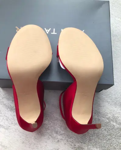 Ann Taylor Red Satin Heeled Sandals (new)