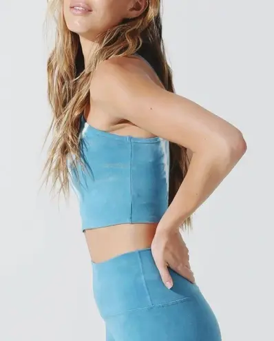 Electric & Rose Grayson Crop Top Sports Bra Crossover Straps Tie Dye Blue XS