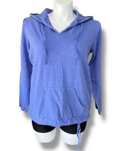 Coldwater Creek Womens Hoodie Hooded Pullover Sweatshirt V Neck Blue Large 14