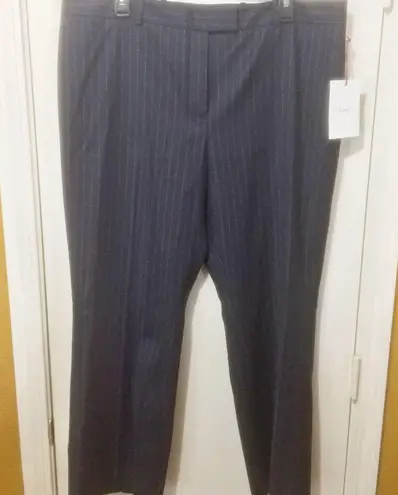 Lewit women's size 16 navy pinstriped stretch wool blend cropped dress pants Blue
