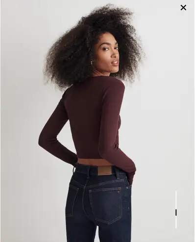 Madewell  Fine Ribbed Supercrop Crewneck Long-Sleeve Tea