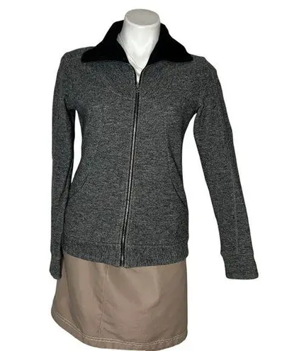 IBEX Merino Wool Jacket Sweater Heather Grey Full Zip Womens Size Medium USA Gray