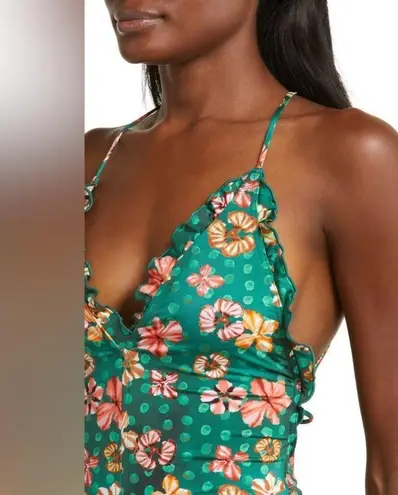 Ulla Johnson Giordana Maillot One-Piece Swimsuit, Veridian, Size X-Large, $350