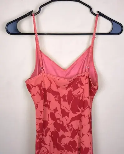 American Eagle VTG  Women’s Red Floral Print Lettuce Trim Tank Sheath Dress