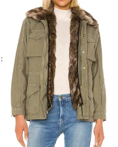 frame denim FRAME‎ Faux Fur Lined Military Style Jacket Sz Small thumbnail 1