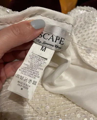 XScape Vintage Silk Embellished Beads Sequin Blouse Shiny Holidays Party Club