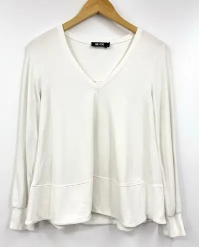 Me+Em Sweatshirt Womens White V Neck Jumper Pullover Top Long Sleeve Size 6