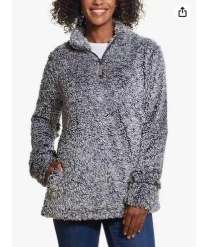 Weatherproof Woman's Large Cozy Gray Long Sleeve 1/2 Zip Pullover Sweater