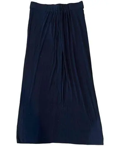 CAbi  Pleated Solid Elastic Waistband Navy Maxi Skirt Size Medium