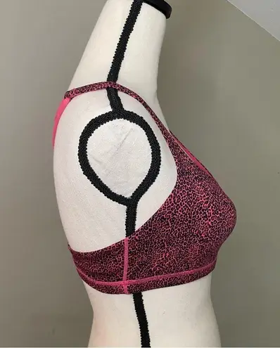 CRZ Yoga Pink & Black Leopard Print Low Support Strappy Back Sports Bra Medium