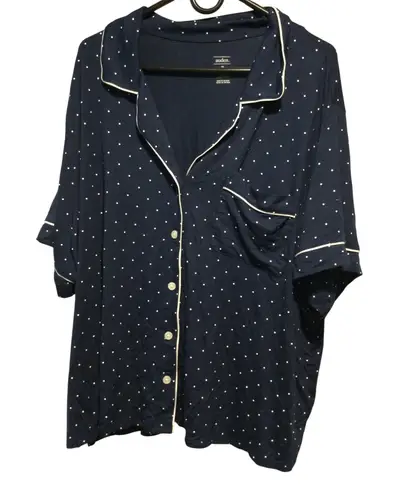 Women's Auden Navy Blue White Polka Dot Pajama Top Sleep Shirt 3X Size undefined