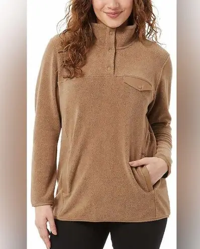 32 Degrees Heat Midweight Snap Arctic Fleece Pullover Wood Smoke Brown Medium