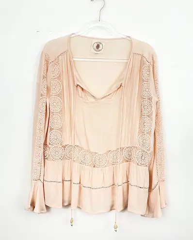 Muche Muchette Pink Lace Crochet Boho Top