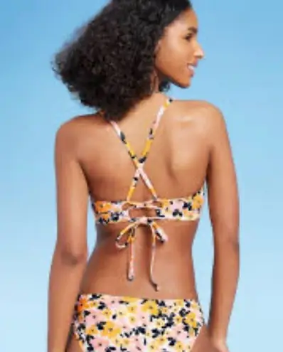 Kona Sol bikini top size medium bottom small floral keyhole hipster bottoms