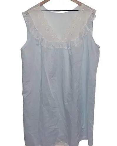 Vintage Blue  Nightgown Housedress Lace Frill Floral Grandma Grandmacore Granny