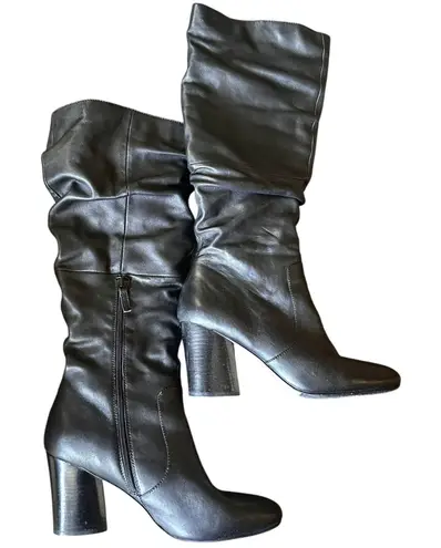 Tahari Felix Leather Heeled Boots Black Sz 11