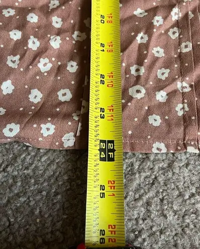 Women’s Mauve Pink Ditsy Floral Flounce Sleeve Ruffle Blouse Large