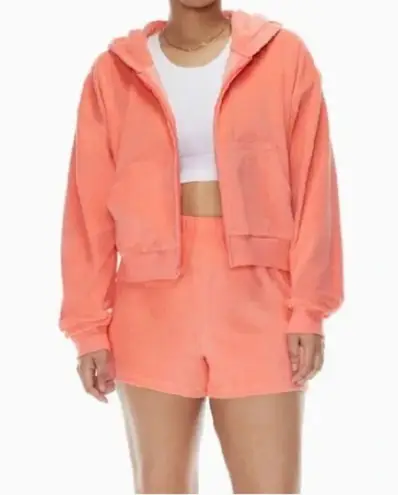 NEW Aritzia TNA Towel Terry Boyfriend Boxy Zip Hoodie Sporty French Terrycloth Orange