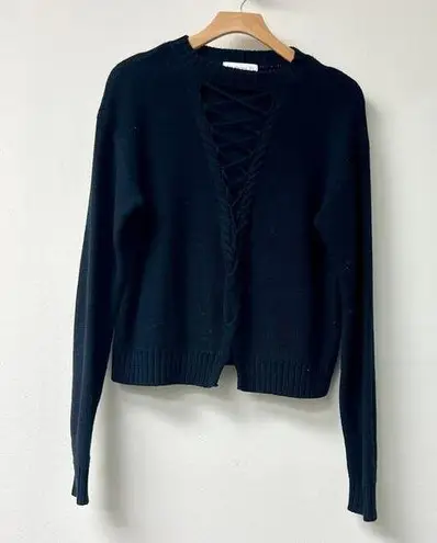 Bec & Bridge 100% Cotton Lace-Up Knit Pullover Sweater navy blueWomens Size US 4
