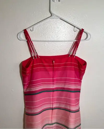 Vintage Nat Kaplan Couture Midi Dress Pink Stripes Size 6