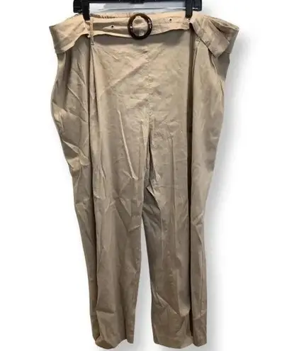 INC International Concepts Flat Front Crop Pants Belt Strap & Waistband New Tan Size 4X