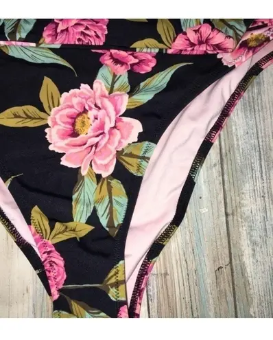 Shade & Shore Floral Tie Black Bikini Bottoms