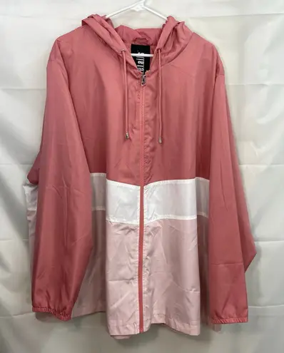 D.e.t.a.i.l.s INTL women's pink tricolor full zip hood windbreaker track jacket Size 3X