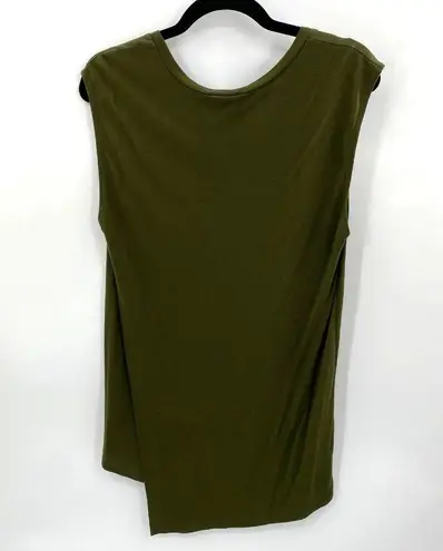 Haute Hippie T-Shirt Top Womens Small Green Modal Side Slits Cap Sleeve