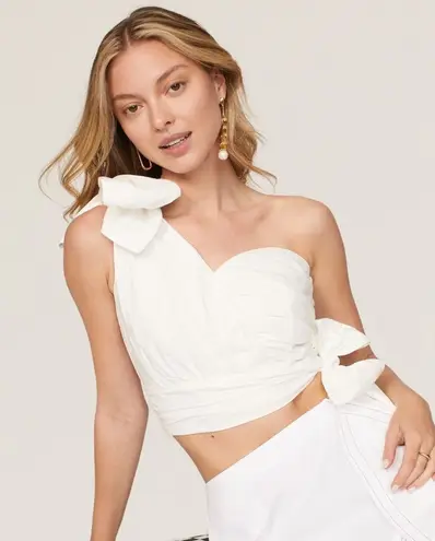 Ashley Park X RTR White One Shoulder Tie Bow Top Sz XL