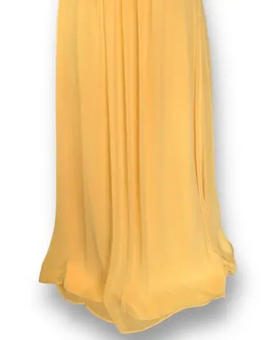 Cache Vintage  Dress Yellow Convertible Strap Jewel Open Bow Detail Back Maxi