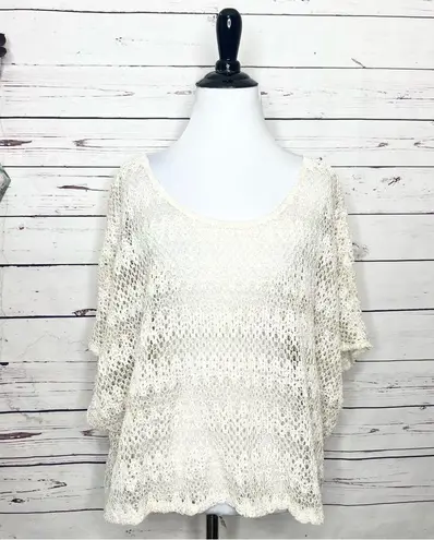 Staring At Stars Cream Open Knit Crochet Boxy Top Size Medium/Large