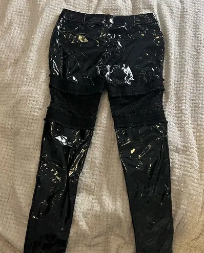 True black smitten size small shiny patent faux leather pants