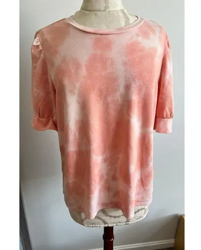 cupio Women's Blush Pink Short Sleeve Cuffed Sleeves Blouse XL